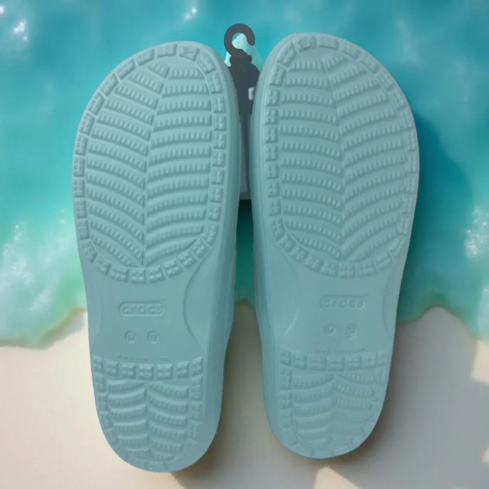 New Crocs Men’s Iconic Comfort Classic Sandal Slide Pure Water Blue Size 12 - Picture 6 of 7